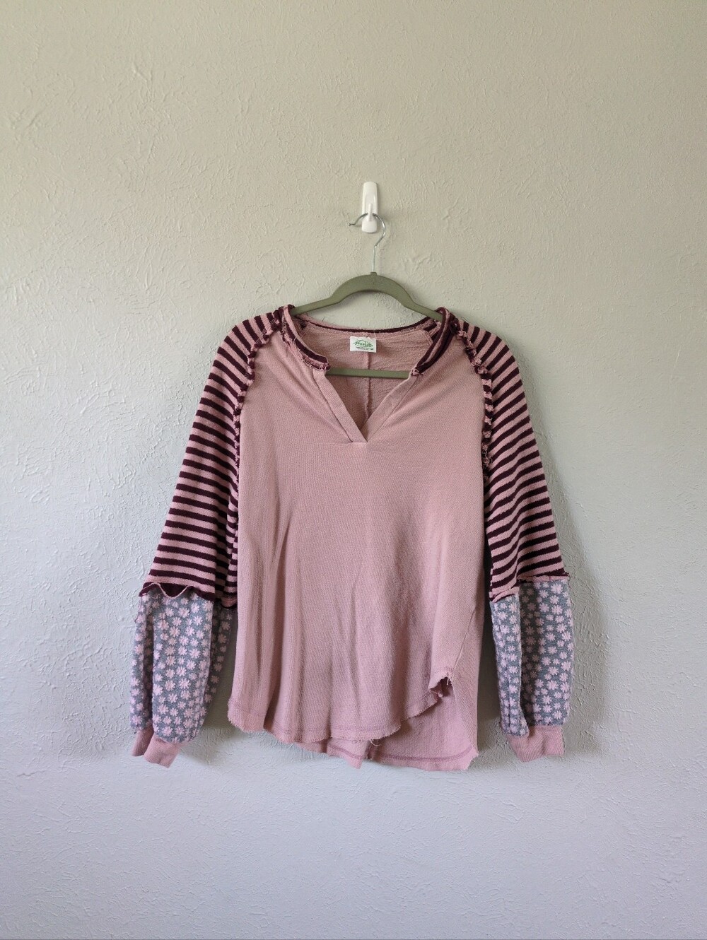 New In Blushing Floral & Stripe Long Sleeve Knit Top Pullover